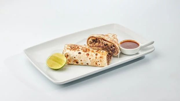 classic beef burrito with beans rice